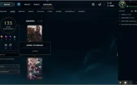 CONTA OURO 1, TODOS CHAMPS, 135 SKINS, 6 VITORIOSAS