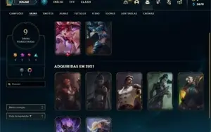 Conta Platina 3 com 34 Champs e 9 Skins + 2 Fragmentos