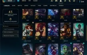 Conta Platina 3 com 34 Champs e 9 Skins + 2 Fragmentos