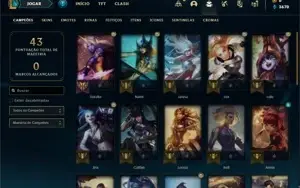 Conta Platina 3 com 34 Champs e 9 Skins + 2 Fragmentos