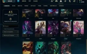 Conta Platina 3 com 34 Champs e 9 Skins + 2 Fragmentos