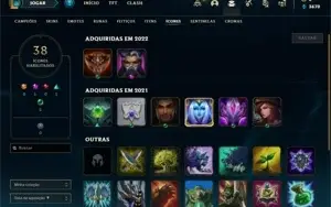 Conta Platina 3 com 34 Champs e 9 Skins + 2 Fragmentos