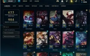 Conta ouro 2 com TODOS os champs e 190 Skins ( Nivel 659 )