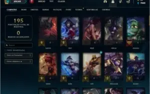 Conta bronze com muitos champs e skins