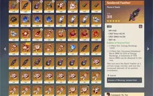 Genshin Impact AR50 com hu tao, zhongli e duas armas 5*