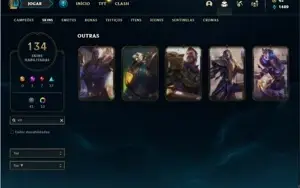 Conta prata 1 com TODOS os champs e 134 Skins + 5 Vitoriosas