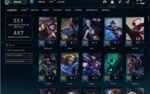 Conta prata 1 com TODOS os champs e 134 Skins + 5 Vitoriosas