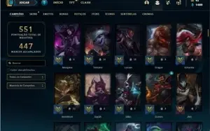Conta prata 1 com TODOS os champs e 134 Skins + 5 Vitoriosas