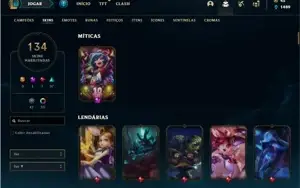 Conta prata 1 com TODOS os champs e 134 Skins + 5 Vitoriosas