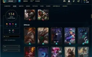 Conta prata 1 com TODOS os champs e 134 Skins + 5 Vitoriosas