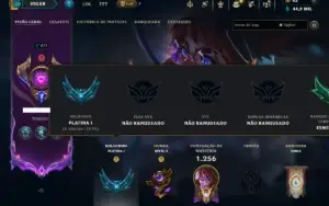 Platina 1 com TODOS os Champs e 571 Skins ( Nivel 873 )