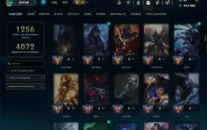 Platina 1 com TODOS os Champs e 571 Skins ( Nivel 873 )