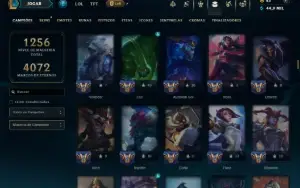 Platina 1 com TODOS os Champs e 571 Skins ( Nivel 873 )