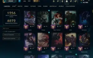 Platina 1 com TODOS os Champs e 571 Skins ( Nivel 873 )