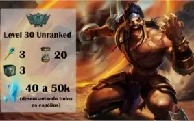 Conta LoL LVL 30 Smurf Unranked