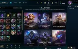 conta LoL full champ 720 skins plat 1 64% win rate