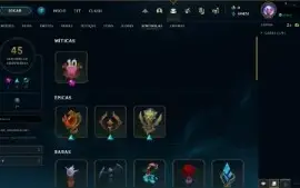 conta LoL full champ 720 skins plat 1 64% win rate