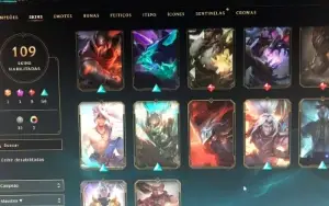 CONTA LOL 109 skins Mono Yasuo/lvl 217