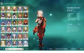 Conta Genshin Impact com 15 personagens 15 e 5 armas