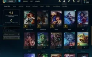 Conta DIAMANTE 4 com 60% de win rate, 27 champs e 2 skins