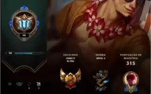 Conta LoL - Gold V - 127/141 champs habilitados - 40 skins