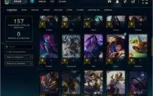 Conta unranked com 20 skins e 48 champs