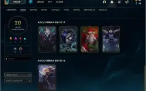 Conta unranked com 20 skins e 48 champs