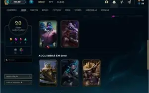 Conta unranked com 20 skins e 48 champs