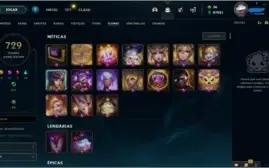 Conta League of Legends com 1254 SKINS, TODOS champs, 12k