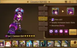 Reroll Summoners War lvl10 com Cannon Girl Dark - Bella