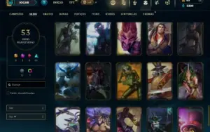 Unranked com 90 Champs e 53 Skins + 30 Espolios