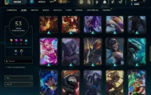 Unranked com 90 Champs e 53 Skins + 30 Espolios