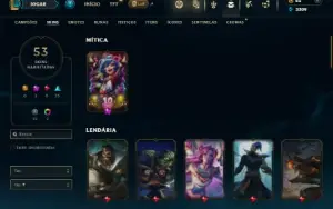 Unranked com 90 Champs e 53 Skins + 30 Espolios