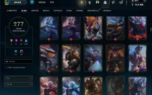 Unranked com TODOS os Champs e 277 Skins + 8 Prestigios