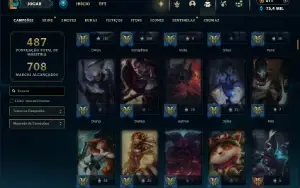 Unranked com TODOS os Champs e 277 Skins + 8 Prestigios
