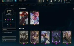 Unranked com TODOS os Champs e 277 Skins + 8 Prestigios