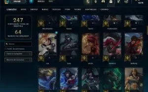 Conta Unranked com 92 Champs e 44 Skins