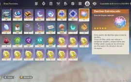 AR 60 SCARAMOUCHE, KEQING SKIN, SHOGUN + BIS, YAE + BIS e MA