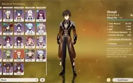 Conta Genshin AR57 com 12 personagens 5* + 5 armas 5*