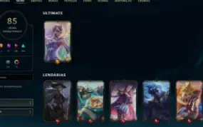 VENDO minha conta de lol criada em 2020, com 85 skins;