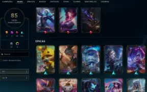 VENDO minha conta de lol criada em 2020, com 85 skins;