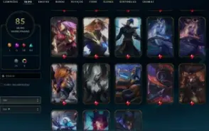 VENDO minha conta de lol criada em 2020, com 85 skins;