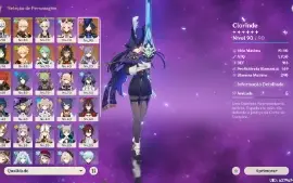 Conta Ar55 C/ Arlecchino C6 + Arma, Cloringe, Kazuha, Baizhu
