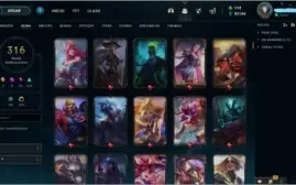 Conta League of legends 316 skins, 3 prestigio