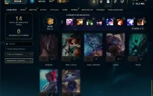 Diamante 4 com 30 Champs e 4 Skins + 5 Fragmentos