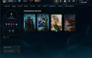 Diamante 4 com 30 Champs e 4 Skins + 5 Fragmentos
