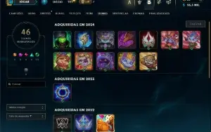 Diamante 4 com 30 Champs e 4 Skins + 5 Fragmentos