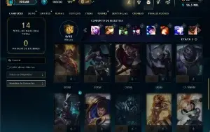 Diamante 4 com 30 Champs e 4 Skins + 5 Fragmentos
