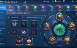 Conta ML ex-glória mítica com 95 heros e 265 skins