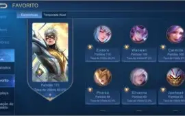 Conta ML ex-glória mítica com 95 heros e 265 skins